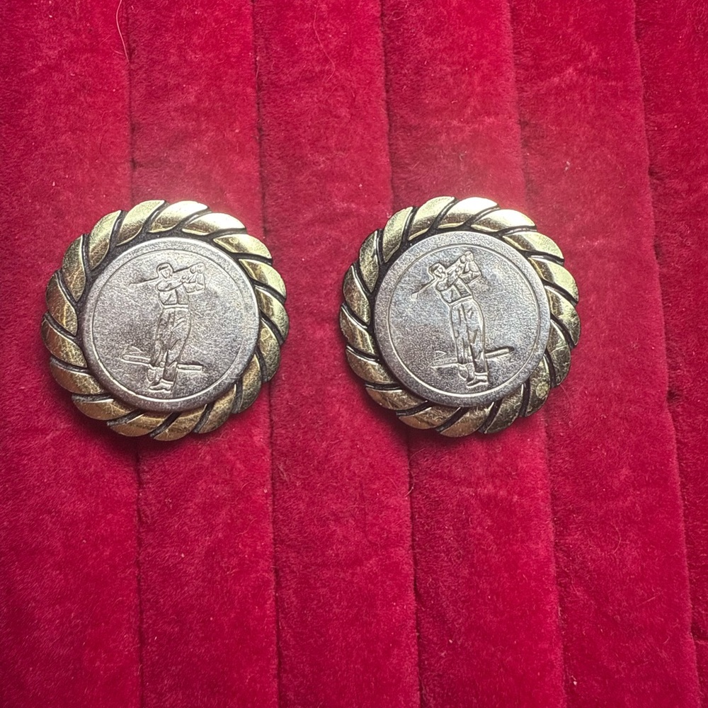 Vintage Gold and Silver‎ Golf Stud Earrings